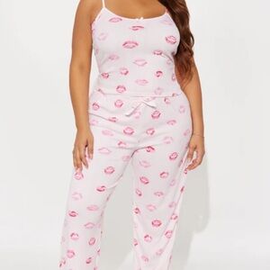 Pink Lip Print Pajama Set